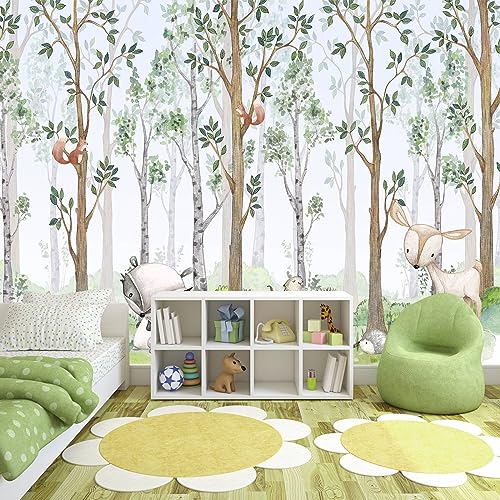 Nursery Animals Forest Wallpaper Mural for Kids Room Bedroom (51.52 Sq Ft)