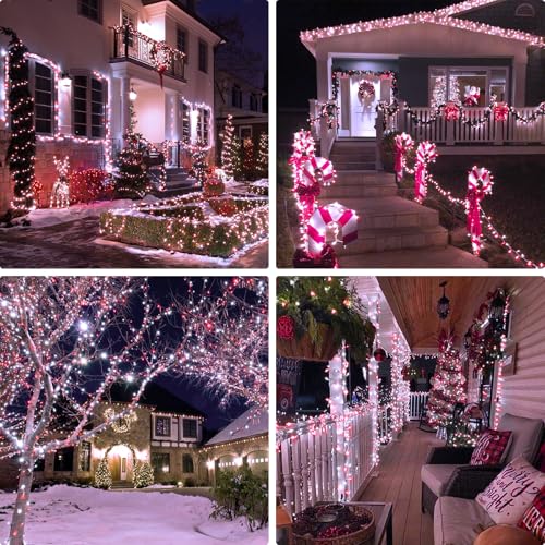 400 LED Red and White Christmas Lights Outdoor with Remote (132 Foot)