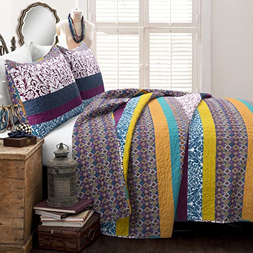 Boho Stripe Reversible Cotton Quilt 3 (3 Count)