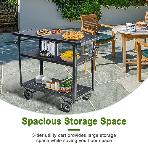 Industrial 3 Tier Rolling Utility Storage Cart Wine Beverage