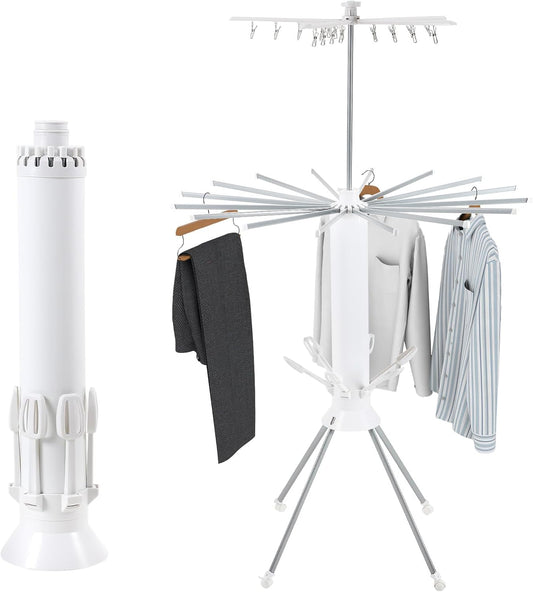 3 Tier Portable Clothes Drying Rackwith 4 Pulleys,Indoor and Outdoor Collapsible Rack Clothing with Shoe Drying Rack for Space Saving - NestledHome