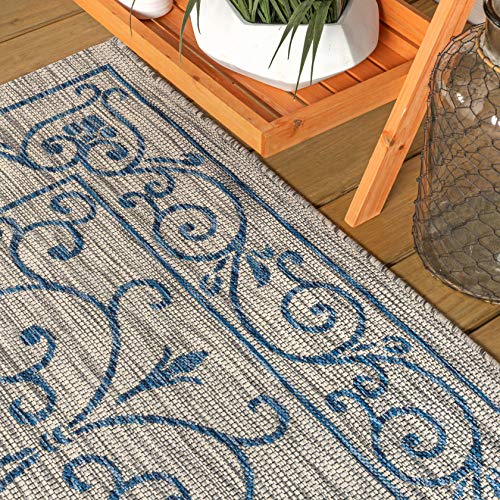 Vintage Filigree Indoor Outdoor Square Area Rug 6X6 Gray