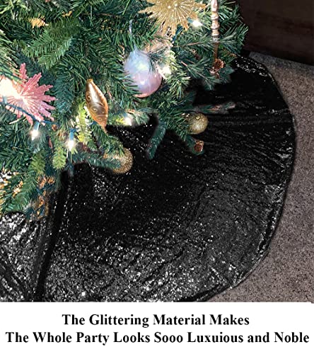 Black Sequin Tree Skirt Glitter Christmas Trees Skirts Colorful Holiday Halloween Celebration Supplies