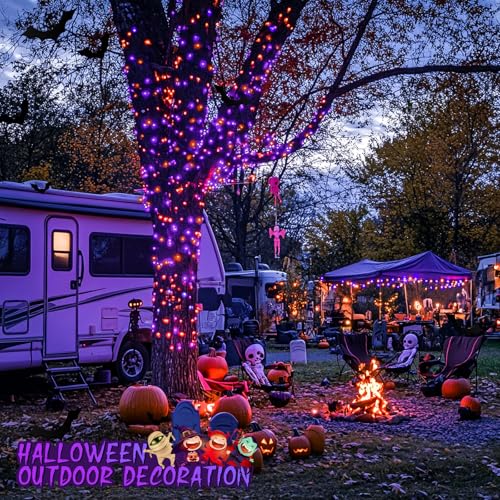 200 LED Halloween Lights Outdoor Orange & Purple Halloween Lights (66 Foot)