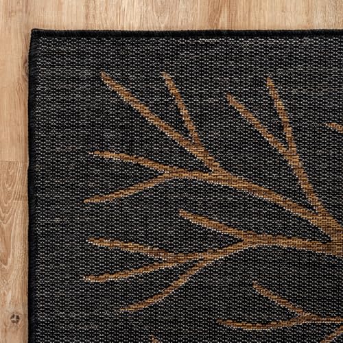 Washable Indoor Outdoor Rug 6x9 Modern Area Rugs Branch Pattern Non Shedding Waterproof Easy Clean Patio Deck Porch Living Room Bedroom Garden RV (54 Sq Ft)