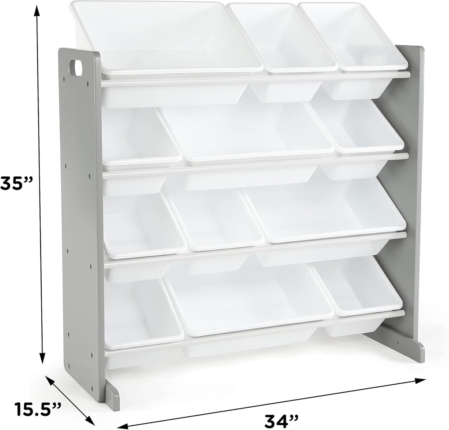 Humble Crew Kids Toy Storage Organizer with 12 Plastic Bins, Grey/White – Removable Bins for Playroom, Bedroom, Toddler Furniture for Boys and Girls Ages - NestledHome