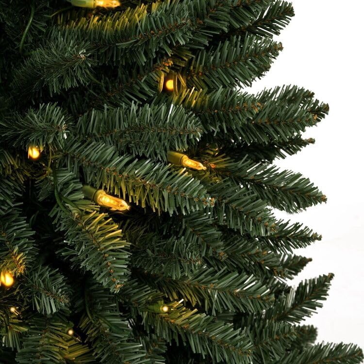 7.5ft Christmas Tree with Lights Realistic Spruce Christmas Tree Prelit with Foot Pedal 1717 Branch Tips 550 Warm Lights and Metal Stand Aritificial Tree arbol De Navidad