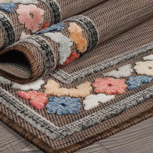 Outdoor Rug 6x9 Modern Bordered Area Rugs for Indoor and Outdoor Patio Easy to Clean Non Shedding Living Room Porch Garden Washable Outside Carpet