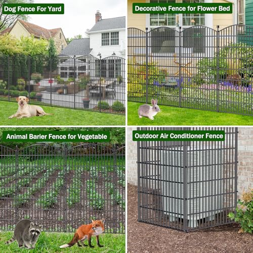 5 Panel No Dig Decorative Garden Fence 48" H x 11.4'L Outdoor Dog Barrier (9.8 Sq Ft)