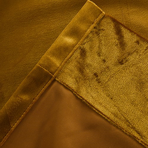 Super Soft Luxury Velvet Set of 2 Warm Yellow Blackout Velvet Energy Efficient Grommet
