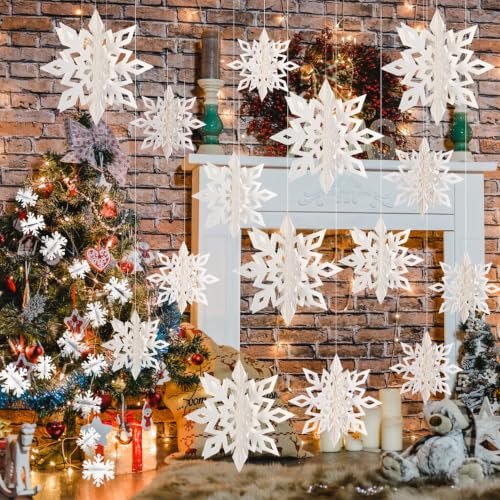 Christmas Hanging Paper Snowflakes for Winter Wonderland Frozen Party Decor