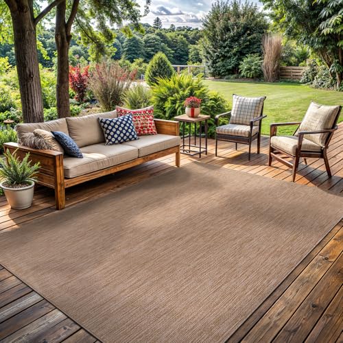 Washable Indoor Outdoor Rug 6x9 Weather Resistant Area Rugs Modern Solid Jute Rug for Porch Deck Balcony Backyard Patio Outside Carpet
