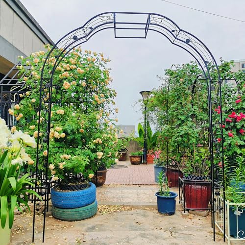 Metal Garden Arch 98.4" H Garden Arbor Trellis for Outdoor Climbing Plants Support Rose Lawn Tall Super Large Event Arch