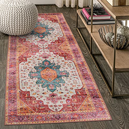 Ultra Thin Washable Pink Runner Rug
