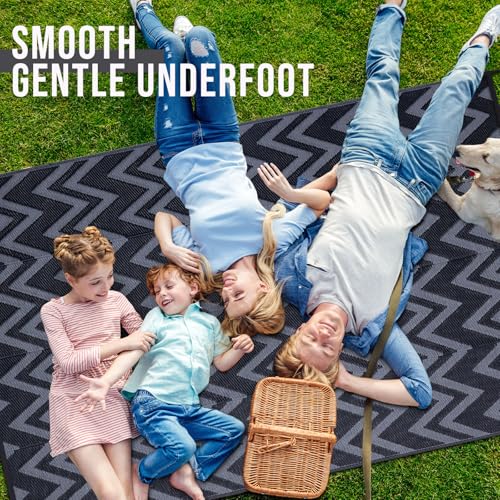 Outdoor Rug 8x10 ft Waterproof Reversible Chevron Mat (80 Sq Ft)