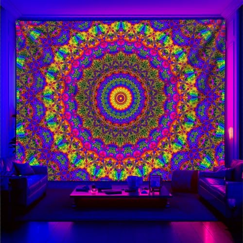 Blacklight Mandala Boho Tapestry