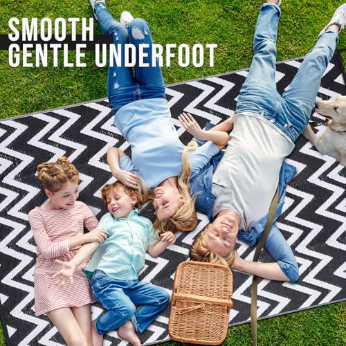 Outdoor Rug 9x12 ft Waterproof Reversible Chevron Mat