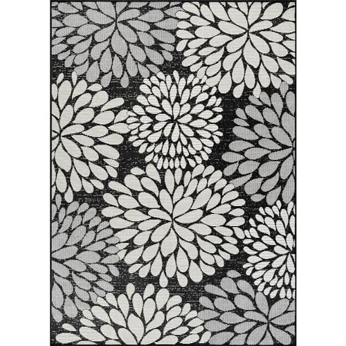 Outdoor Rug 5x7 Modern Exotic Tropical Leaf Area Rugs for Indoor and Outdoor Patio Deck Porch Garden Water Resistant Washable Outside Carpet