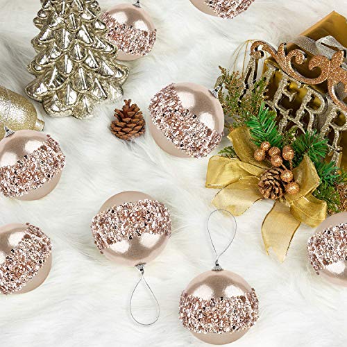 4pc Champagne Gold Christmas Ball Ornaments (4 Count)