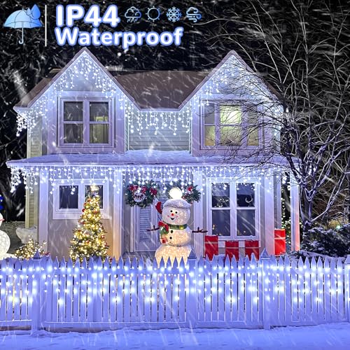 White Christmas Lights Outdoor 99ft 1216LED Icicle Lights Twinkle Xmas