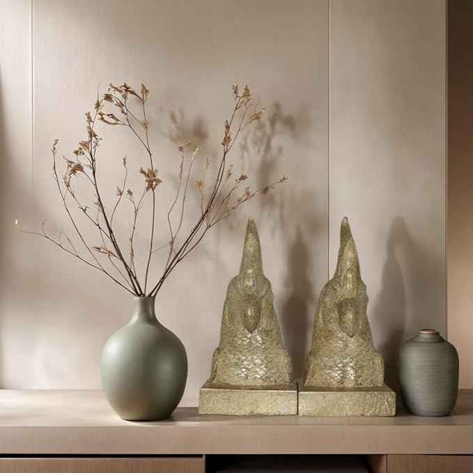 Golden Parrot Decorative Bookends,Set of 2 Cute Bird Animal Sculpture Book Ends to Hold Hevay Duty Books,Unique Resin Statues Book Stopper for Home Office Desk Bookshelf Decor