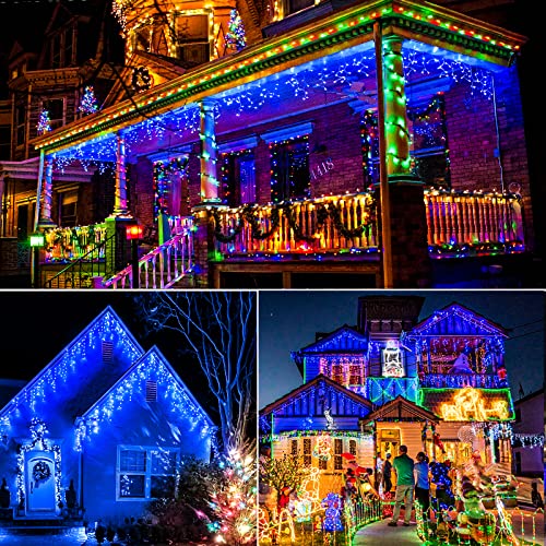 33FT Icicle Lights for Outside 400 LED Blue Christmas Lights Outdoor