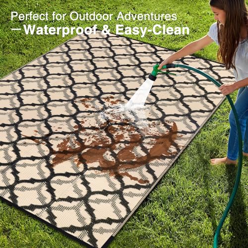 Outdoor Rug 9x12 ft Waterproof Reversible Braided Mat