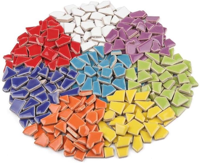 Artspac Ceramic Mosaic Tiles Bulk, 1 Pound Broken Mosaic Tiles for Crafts Supplies, Blue Small Mosaic Ceramic Tiles for DIY Outdoor Decoration