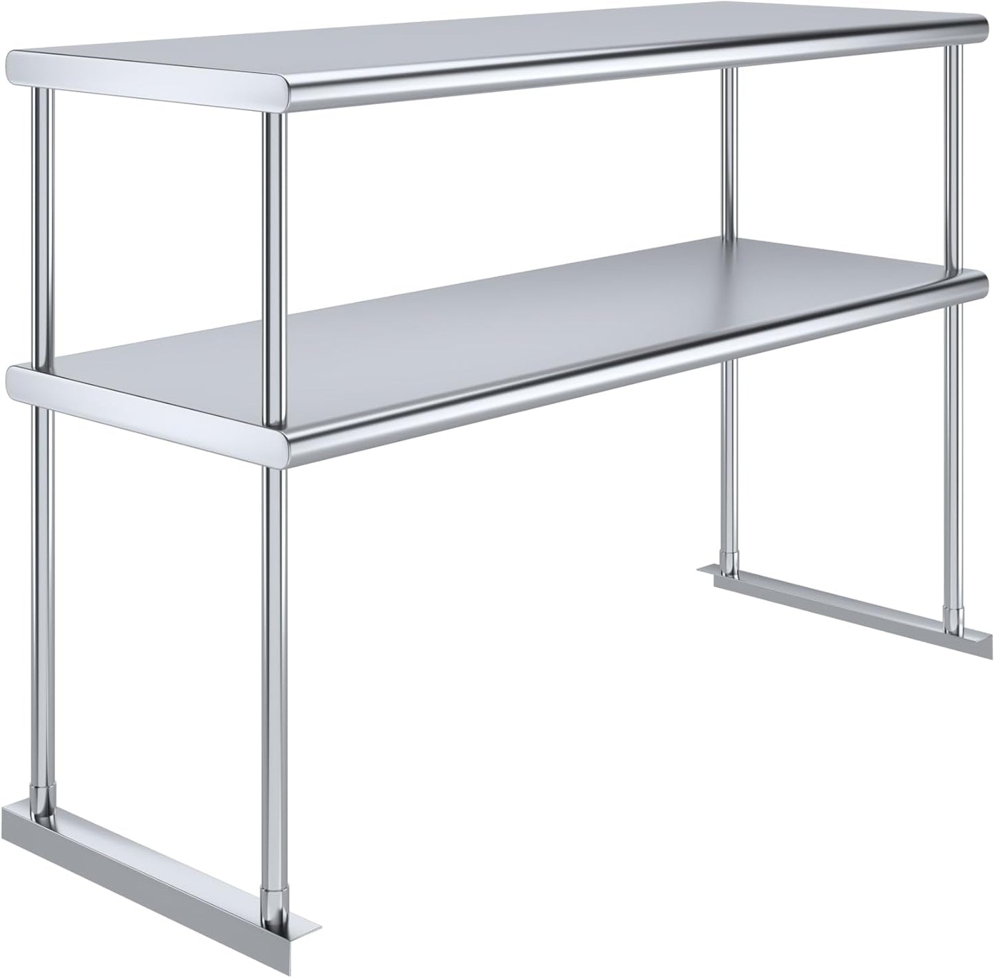 AmGood Stainless Steel Double-Tier Shelf | Work Table Overshelf | NSF Certified | Fits Over Tables | Many (48 in. Long x 18 in. Deep) - NestledHome
