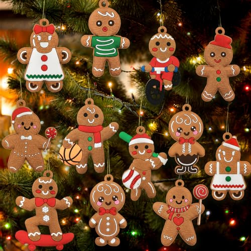 Assorted Christmas Gingerbread Man Ornaments for Christmas Tree Decor (24 Count)