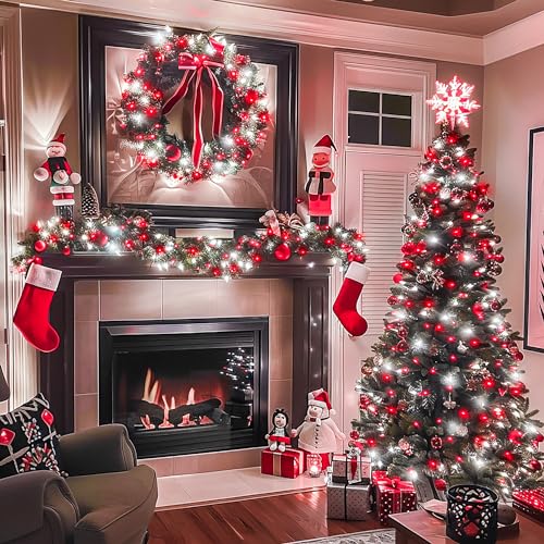 600 LED Red and White Christmas Tree Lights with Remote (168 Foot)