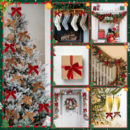 Red Velvet Bows for Christmas Tree Decorations (24 Count)