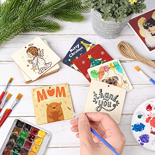50 Pcs Square Wooden Tags (50 Count)