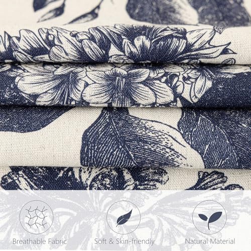 Set of 2 Linen Floral Vintage Throw Pillow Covers Neutral Accent Print Decorative Cozy Cushion Covers Farmhouse Boho Home Decor for Sofa Chair Couch Bed Living Room