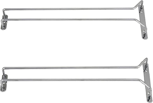 TrueCraftware- 16-Inch Wine Glass Rack Chrome Finish Set of 2- Stemware Rack Wire Hanging Rack Under Cabinet Wine Glass Stemware Holder Glass Storage Hanger Organizer for Kitchen and Bar