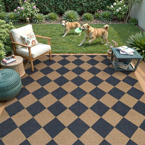 Checkered Easy Jute 5x7 Outdoor Patio Rug