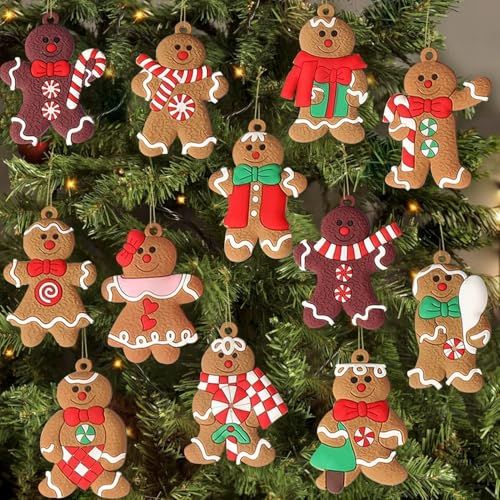 24pcs Gingerbread Man Ornaments for Christmas Tree (24 Count)