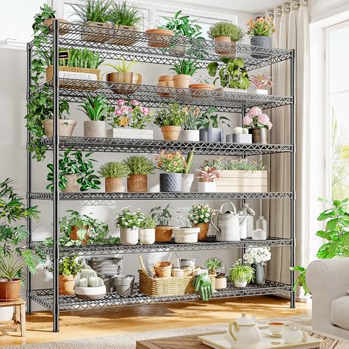 83"H Storage Shelves 3840LBS Metal Shelving Unit Garage Shelving Heavy Duty 6 Tier Commercial Adjustable Wire Shelving for Storage Rack for Pantry (2 Count)