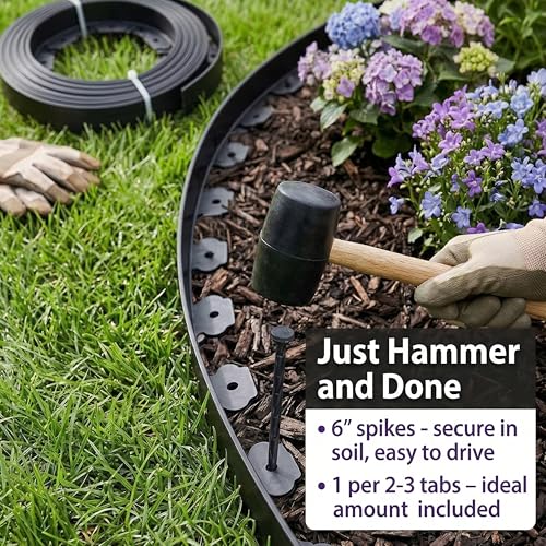 1.5" x60' Landscape Edging Kit with 60 Spikes (61 Count)
