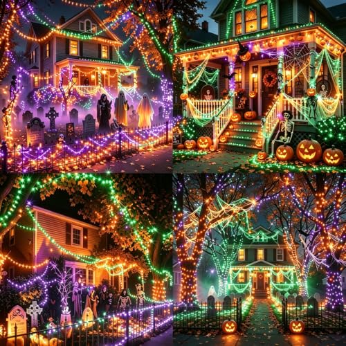 25FT Orange Purple Green Halloween String Lights (50 Count)