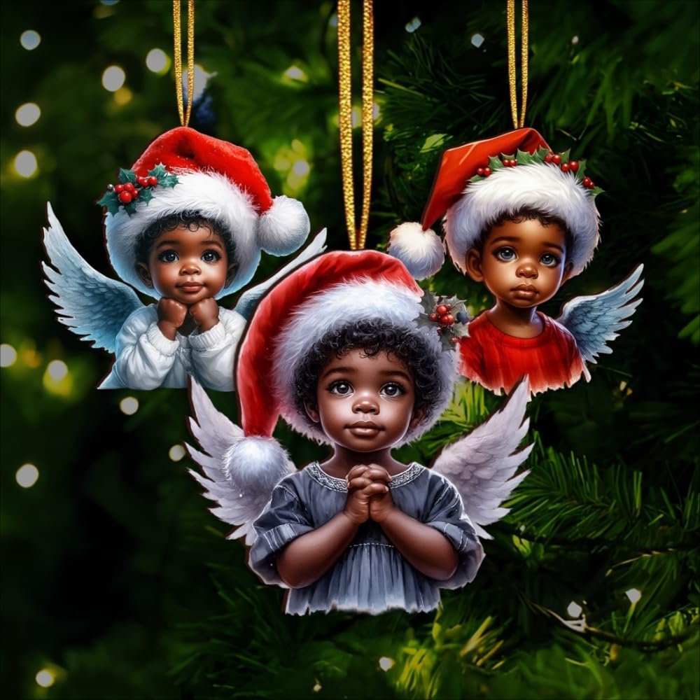15pcs African American Black Angel Ornaments (15 Count)