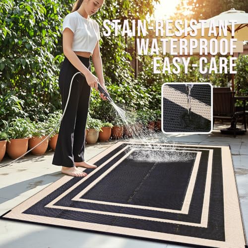 Outdoor Rug 9x12 ft Waterproof Reversible Mat