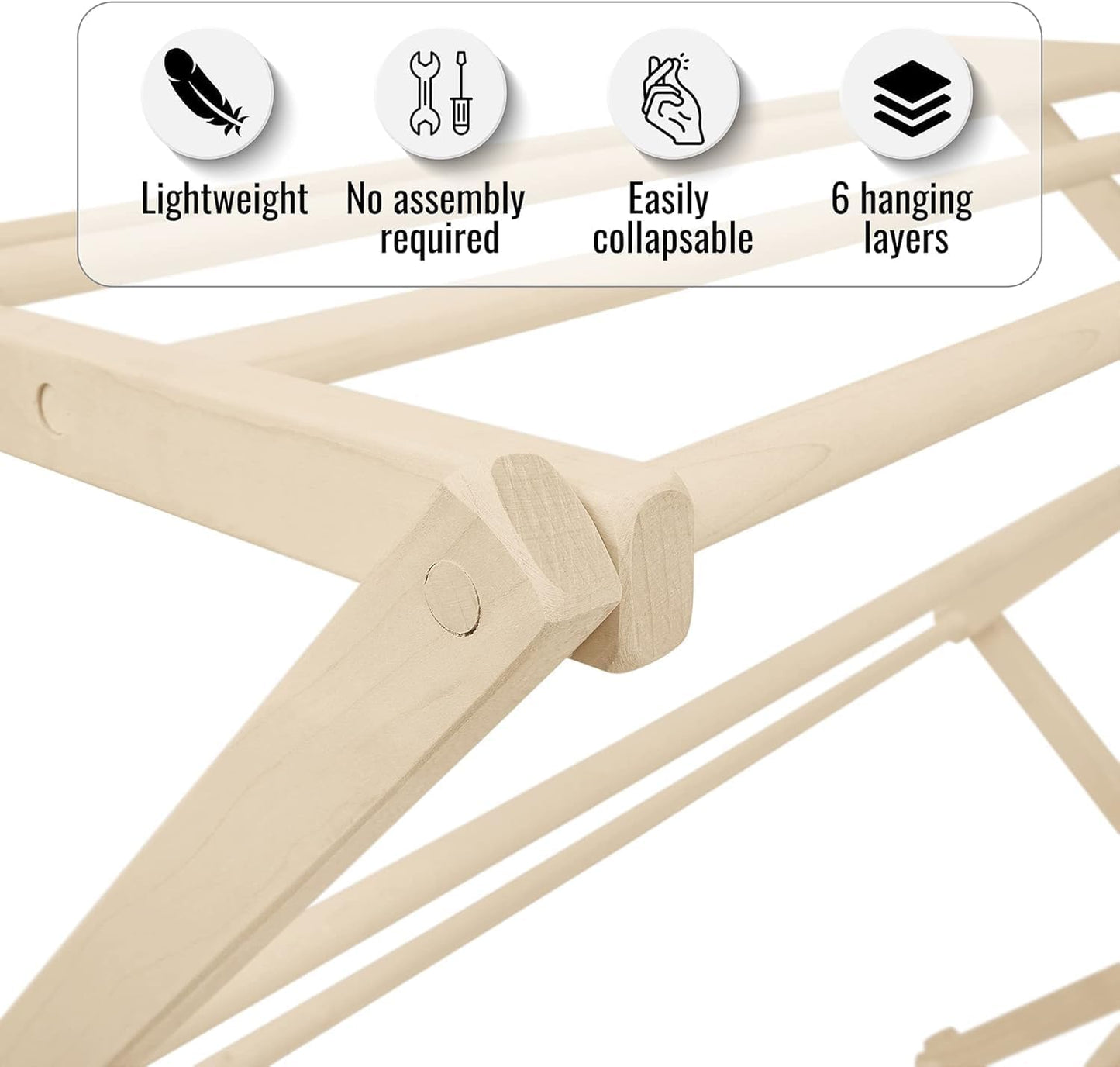 Pennsylvania Woodworks Premium American Maple Clothes Drying Rack - Handcrafted in Pennsylvania - Solid Wood Construction, Collapsible, Eco-Friendly Laundry Solution (Medium) - NestledHome
