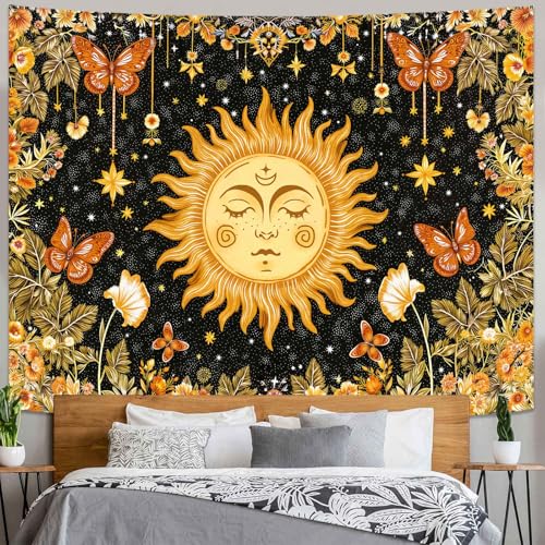 Sun with Face Wall Tapestry
