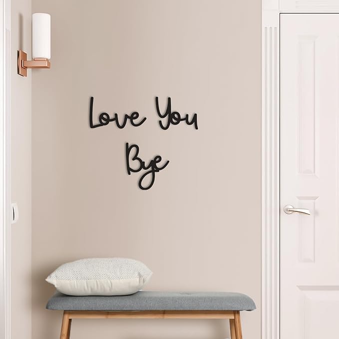 Dripykiaa Love You Bye Wood Sign Home Decor Boho Decor Wall Decor Express Love and Warm for Your Family Lovers Wall Art Gift Hallway Entryway Door Valentine Decorations for Home