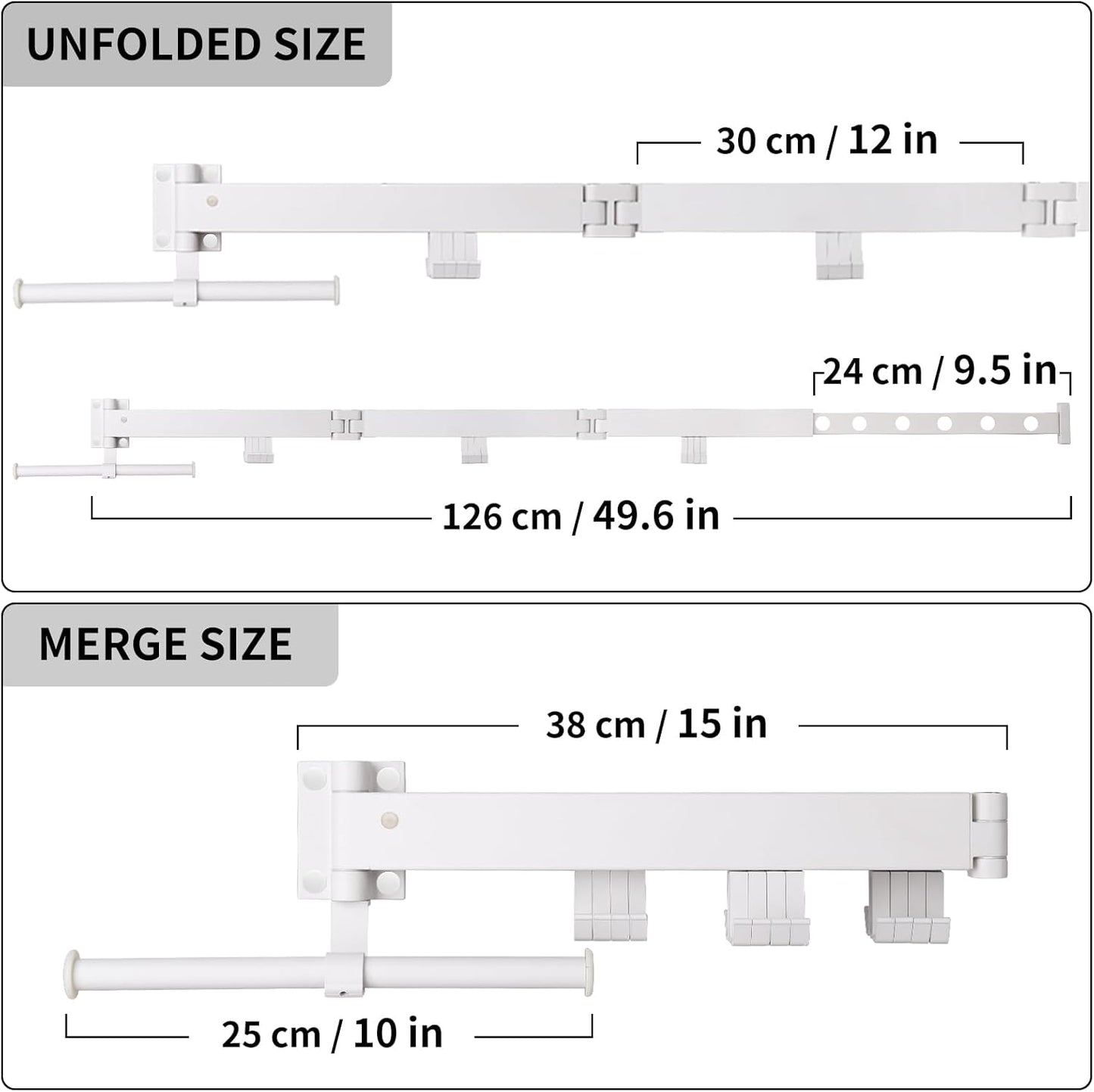 Wall Mounted Clothes Drying Rack,Drying Rack Clothing Wall Mount with Foldable Features(Tri-Fold),Space Saver,Wall Mounted Drying Rack for Laundry Balcony Bathroom (White) - NestledHome