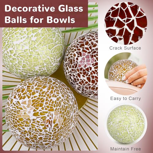 3 Pcs Mosaic Glass Orbs Decorative Balls (3 Count)