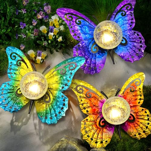Solar Lights Outdoor Garden Metal Butterfly Decoration
