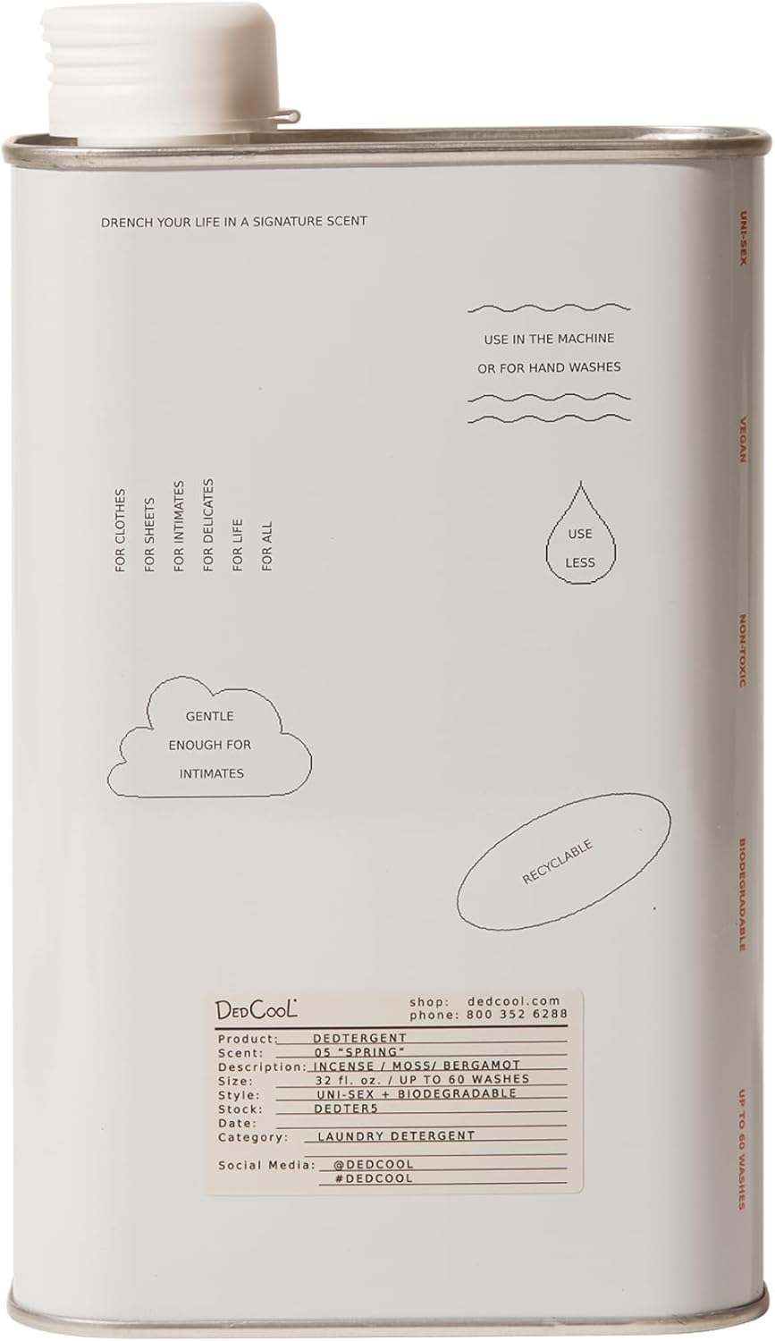 DedCool Liquid Laundry Dedtergent (05 Spring, 32 fl oz) Luxurious Fragrance, Scented, Removes Stains, Ideal for 60 Washes, Infused with Natural Essential Oils, Vegan, Non-Toxic, Cruelty & Dye Free - NestledHome