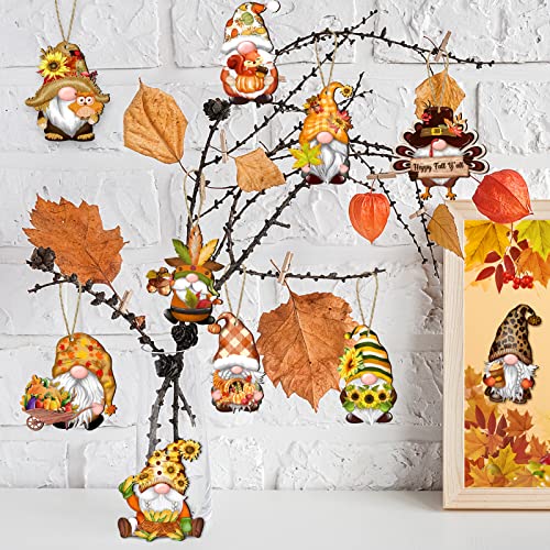 Fall Thanksgiving Gnomes Wooden Hanging Ornaments